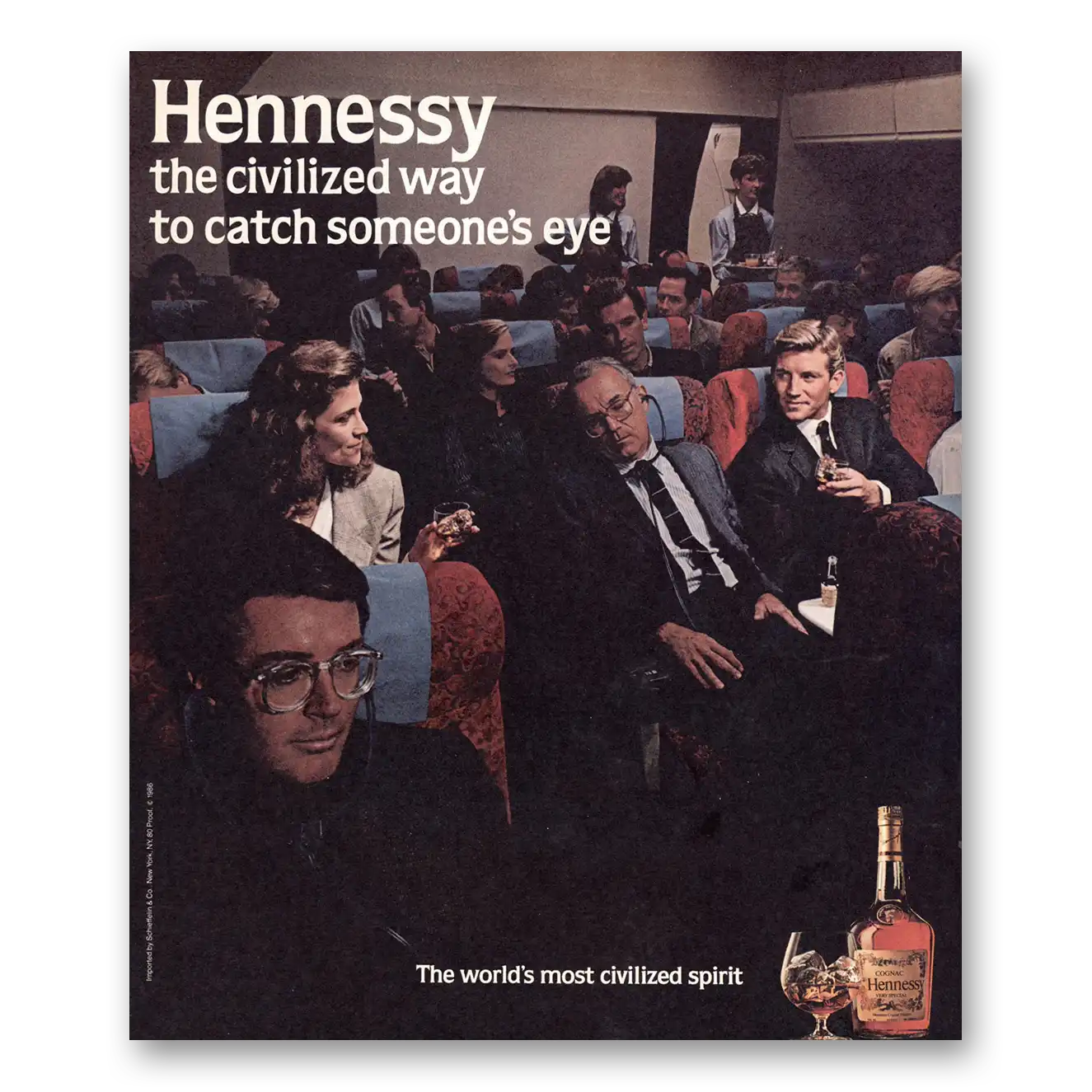 1986 Hennessy Cognac Civilized Way to Catch Someones Eye Vintage Magazine Print Ad