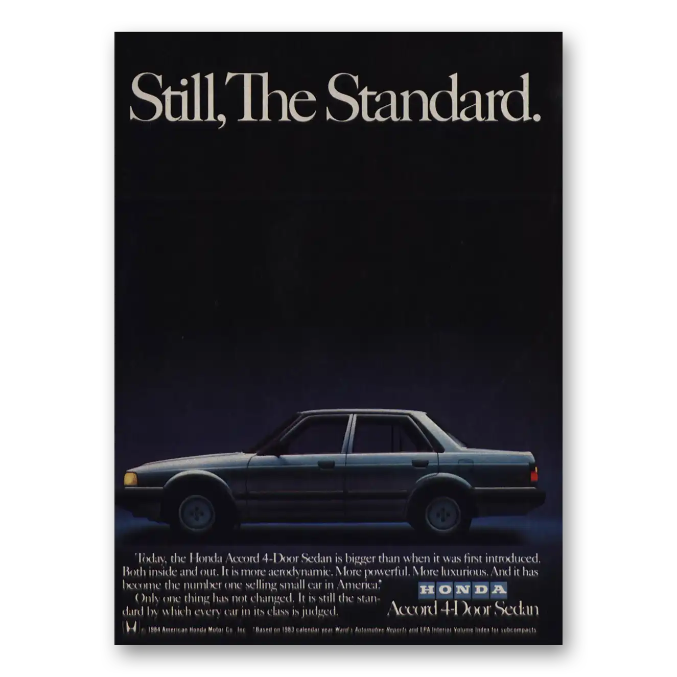 1985 Honda Accord Still the Standard Vintage Magazine Print Ad