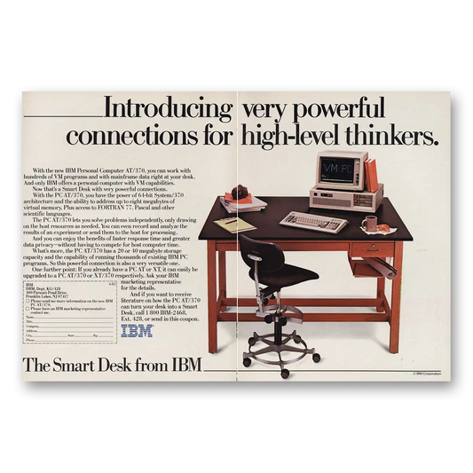 1985 IBM Computers Personal Computer AT370 High Level Thinkers Vintage Magazine Print Ad