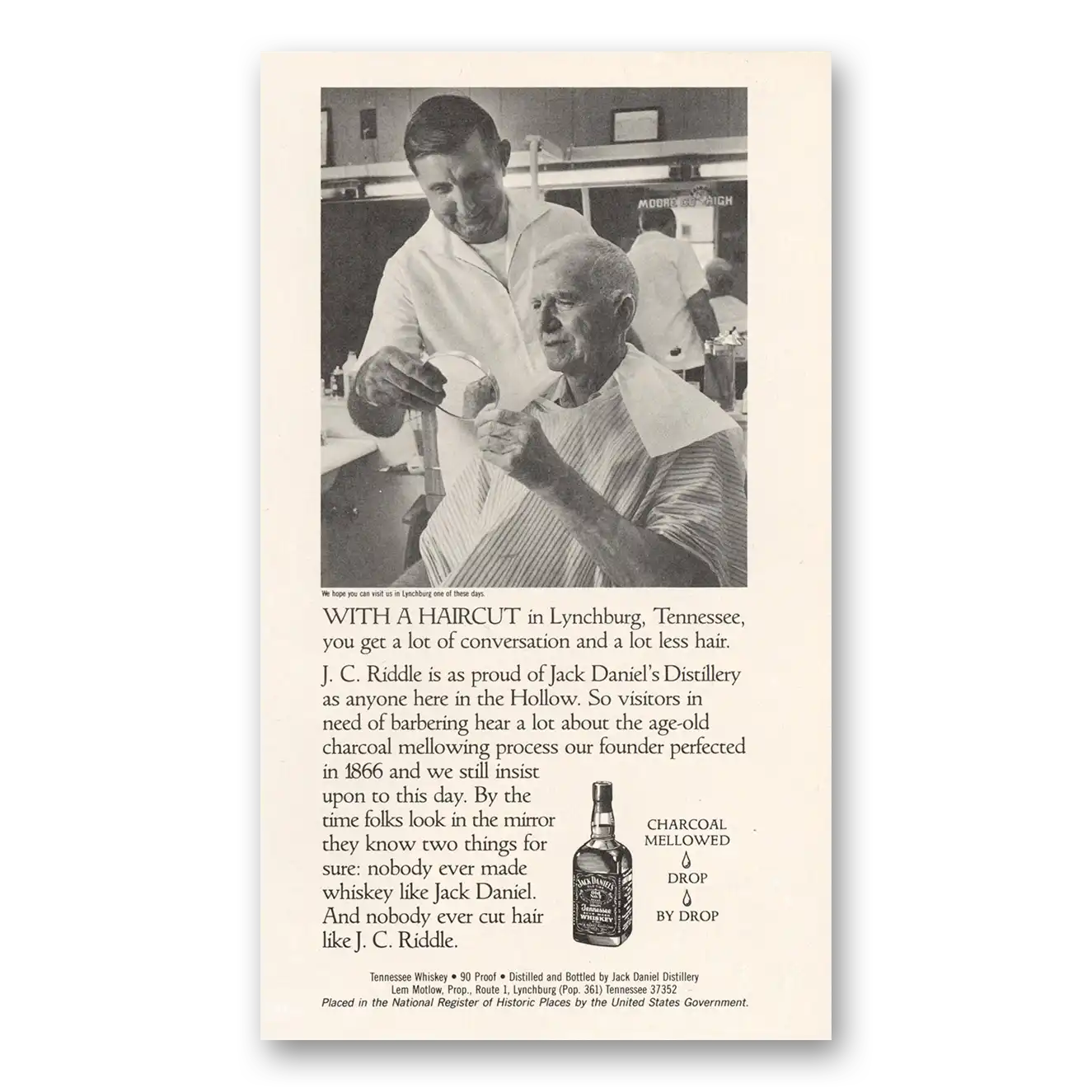 1985 Jack Daniels With a Haircut In Lynchburg Vintage Magazine Print Ad