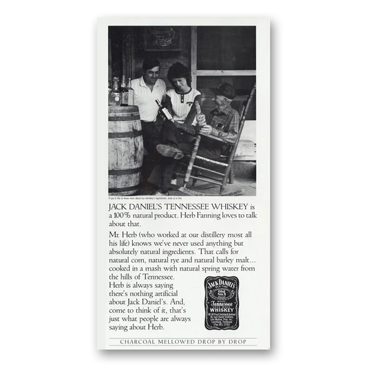 1985 Jack Daniels Herb Fanning Loves to Talk About That Vintage Magazine Print Ad