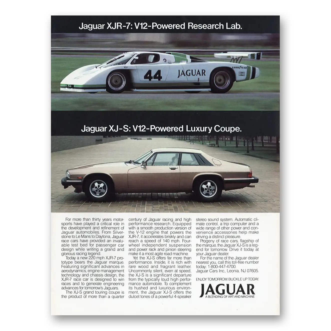 1985 Jaguar XJR Powered Research Lab Vintage Magazine Print Ad