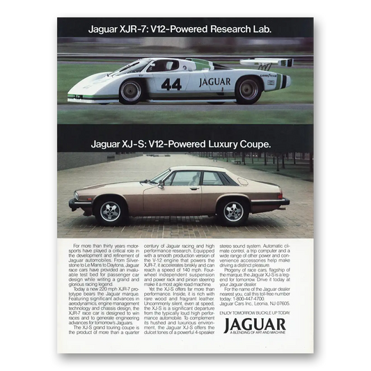 1985 Jaguar XJR Powered Research Lab Vintage Magazine Print Ad