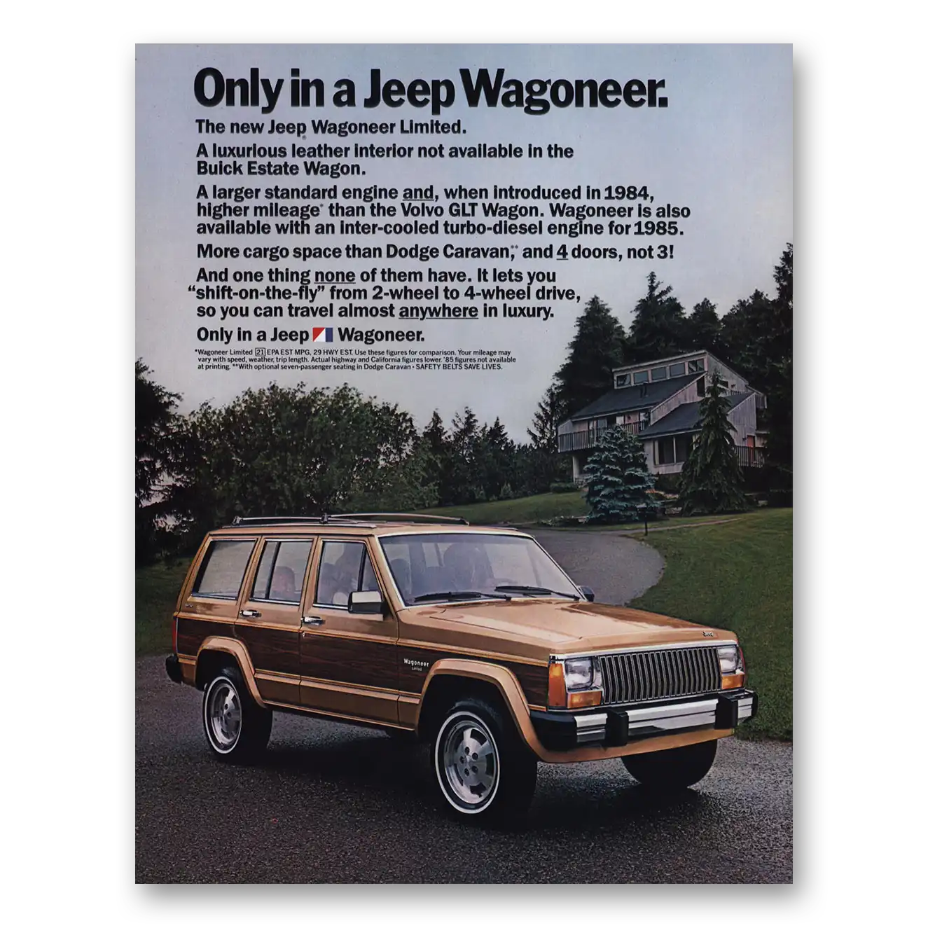 1984 Jeep Wagoneer Luxurious Leather Interior Vintage Magazine Print Ad