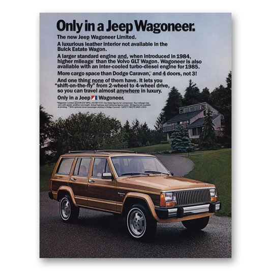 1984 Jeep Wagoneer Luxurious Leather Interior Vintage Magazine Print Ad