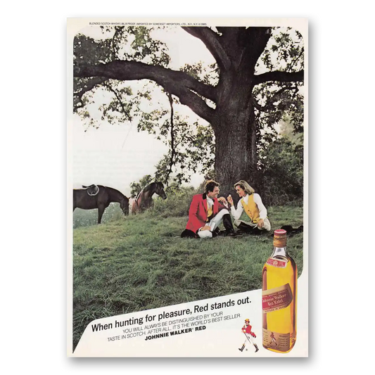 1985 Johnnie Walker Red Label Hunting for Pleasure Vintage Magazine Print Ad