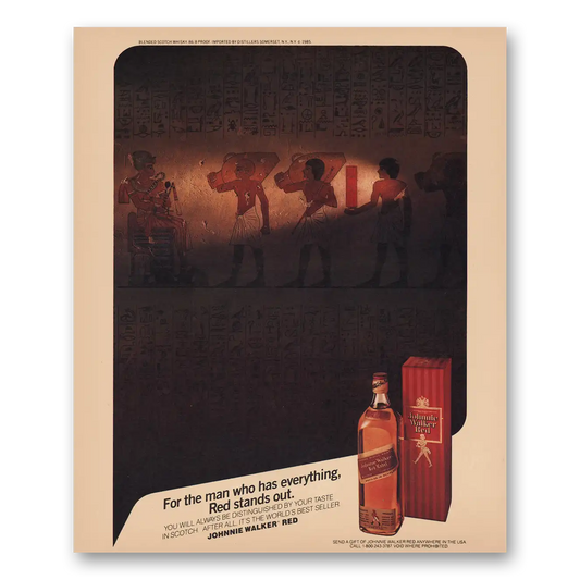 1985 Johnnie Walker Red Stands Out Egyptian Vintage Magazine Print Ad