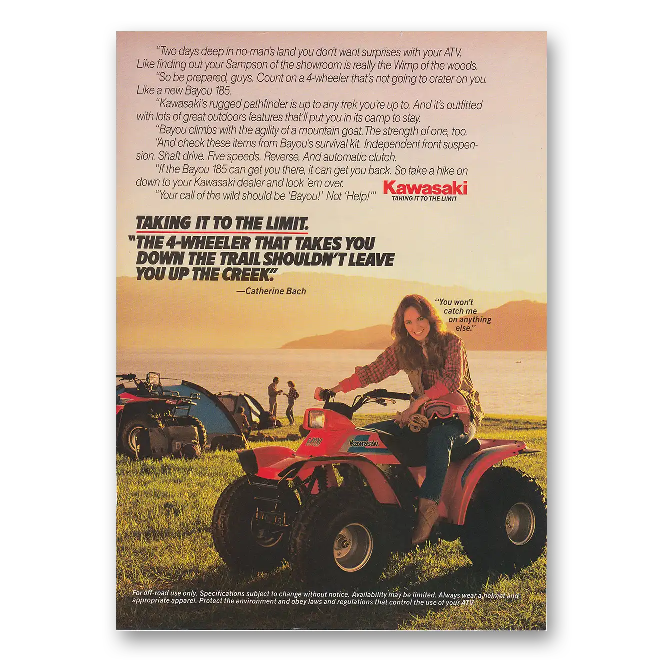 1985 Kawasaki Bayou ATV ATV Taking It To the Limit Vintage Magazine Print Ad