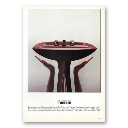 1985 Kohler European Styling Vintage Magazine Print Ad