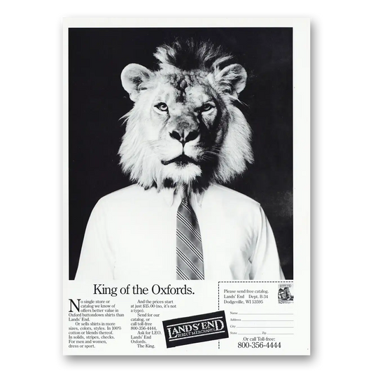 1985 Lands End King of the Oxfords Vintage Magazine Print Ad