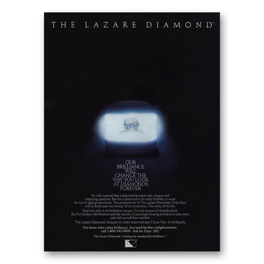 1985 Lazare Diamond Brilliance Vintage Magazine Print Ad