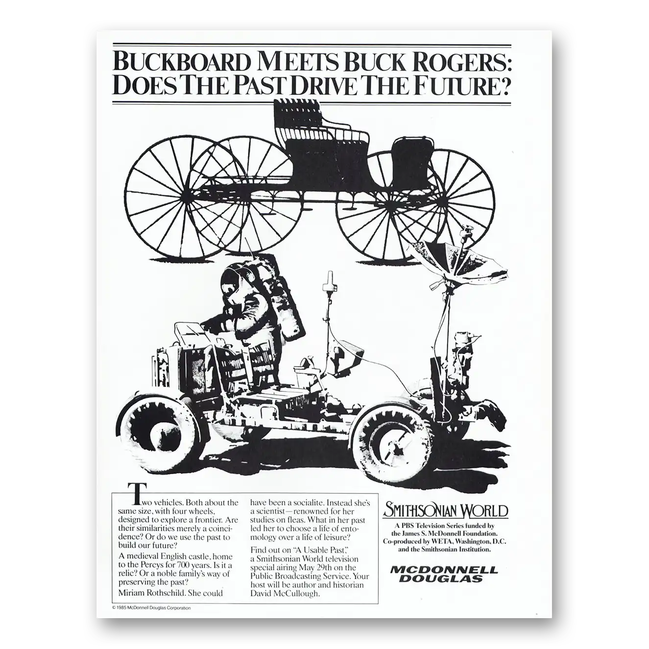 1985 McDonnell Douglas Buckboard Meets Buck Rogers Vintage Magazine Print Ad