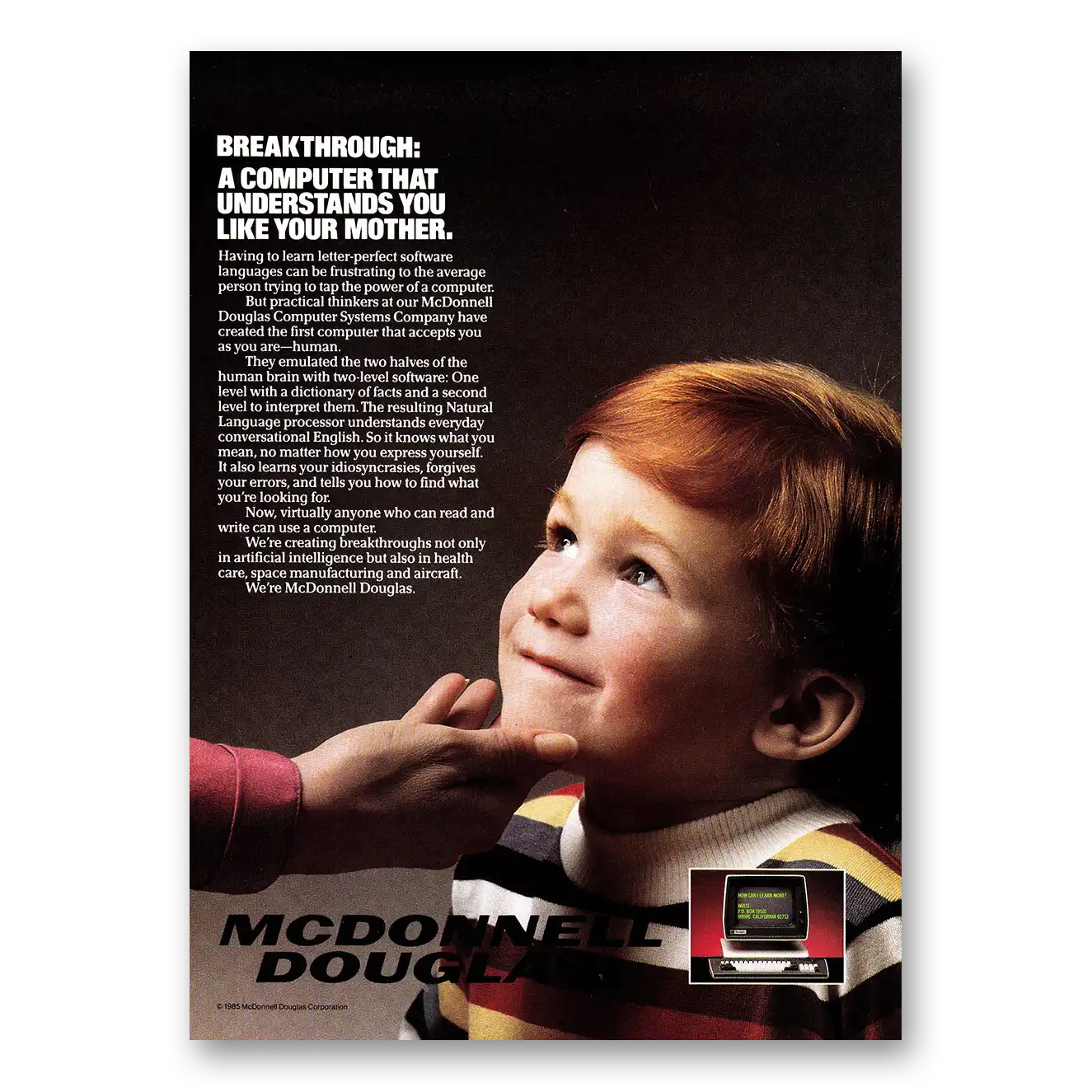 1985 McDonnell Douglas Computer Systems Breakthrough A Computer That Understands Vintage Magazine Print Ad