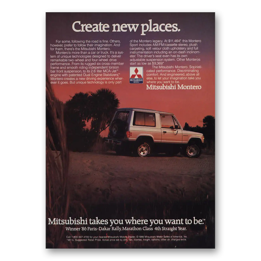 1985 Mitsubishi Montero Create New Places Vintage Magazine Print Ad