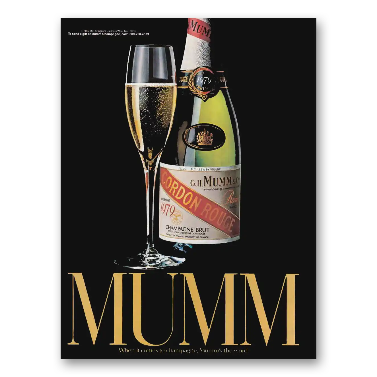 1985 Mumm Champagne Mumms the Word Vintage Magazine Print Ad