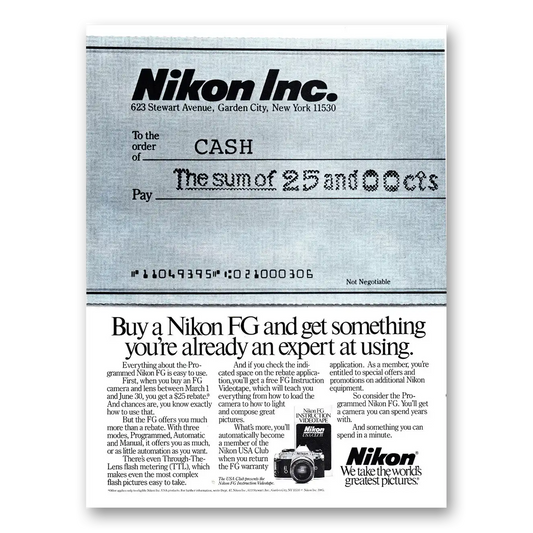 1985 Nikon Camera Already an Expert Vintage Magazine Print Ad