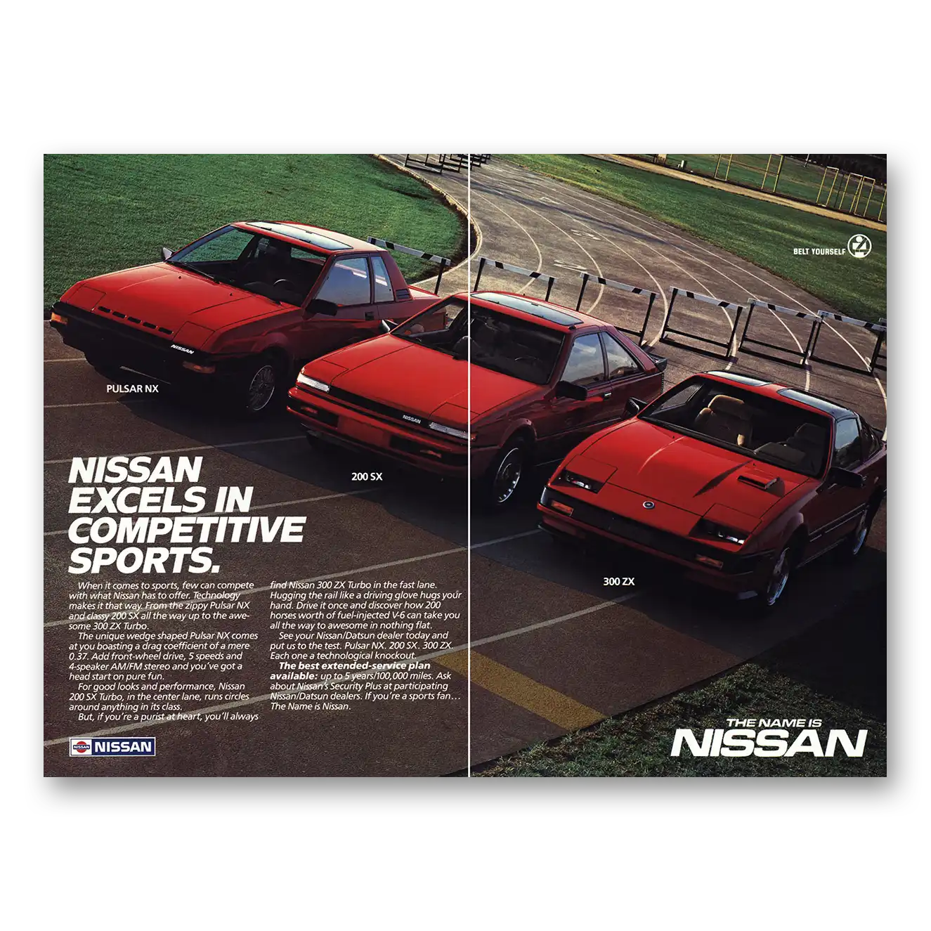 1985 Nissan Excels in Competitive Sports Vintage Magazine Print Ad