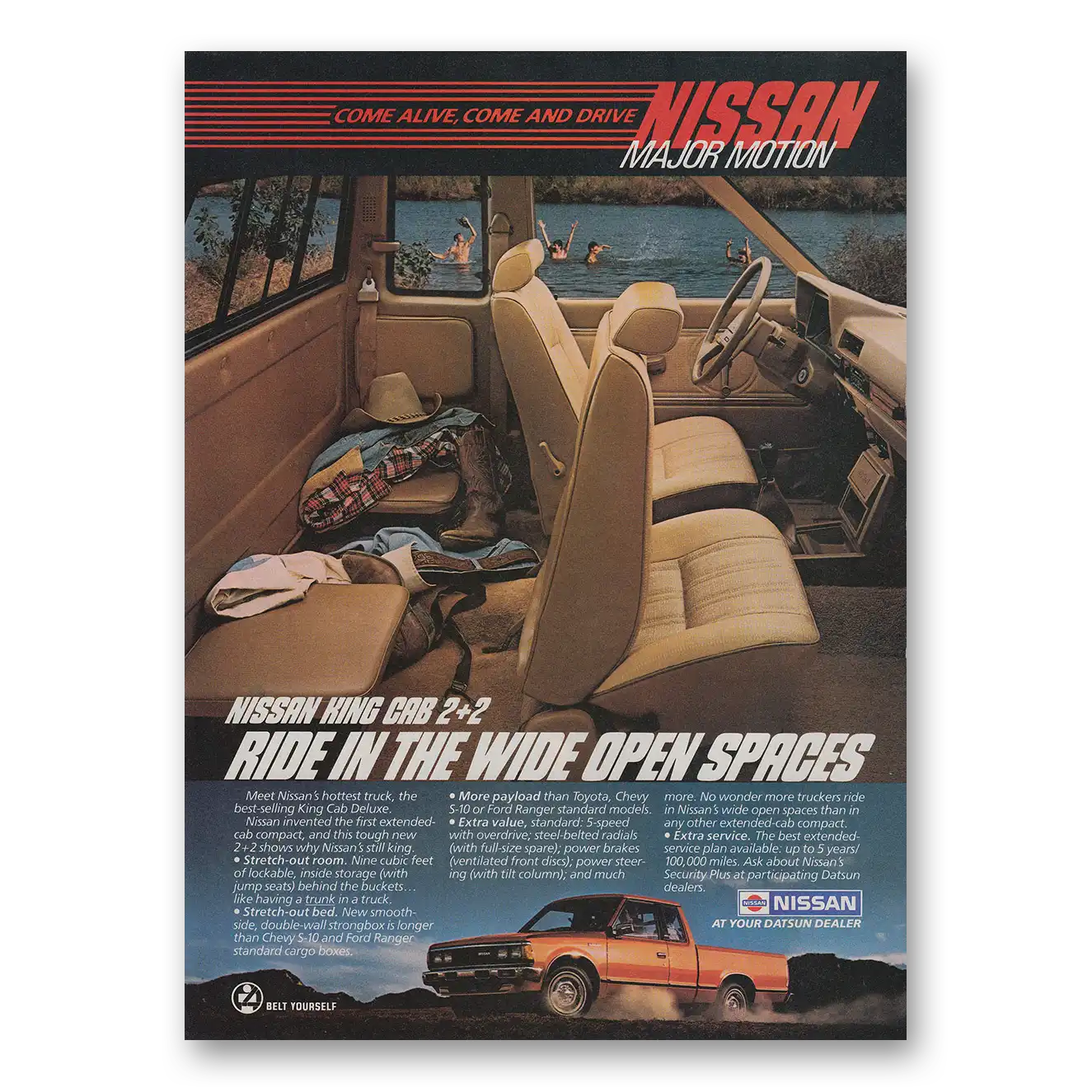 1985 Nissan King Cab Ride In the Wide Open Spaces Vintage Magazine Print Ad