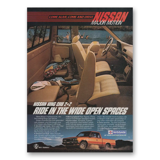 1985 Nissan King Cab Ride In the Wide Open Spaces Vintage Magazine Print Ad