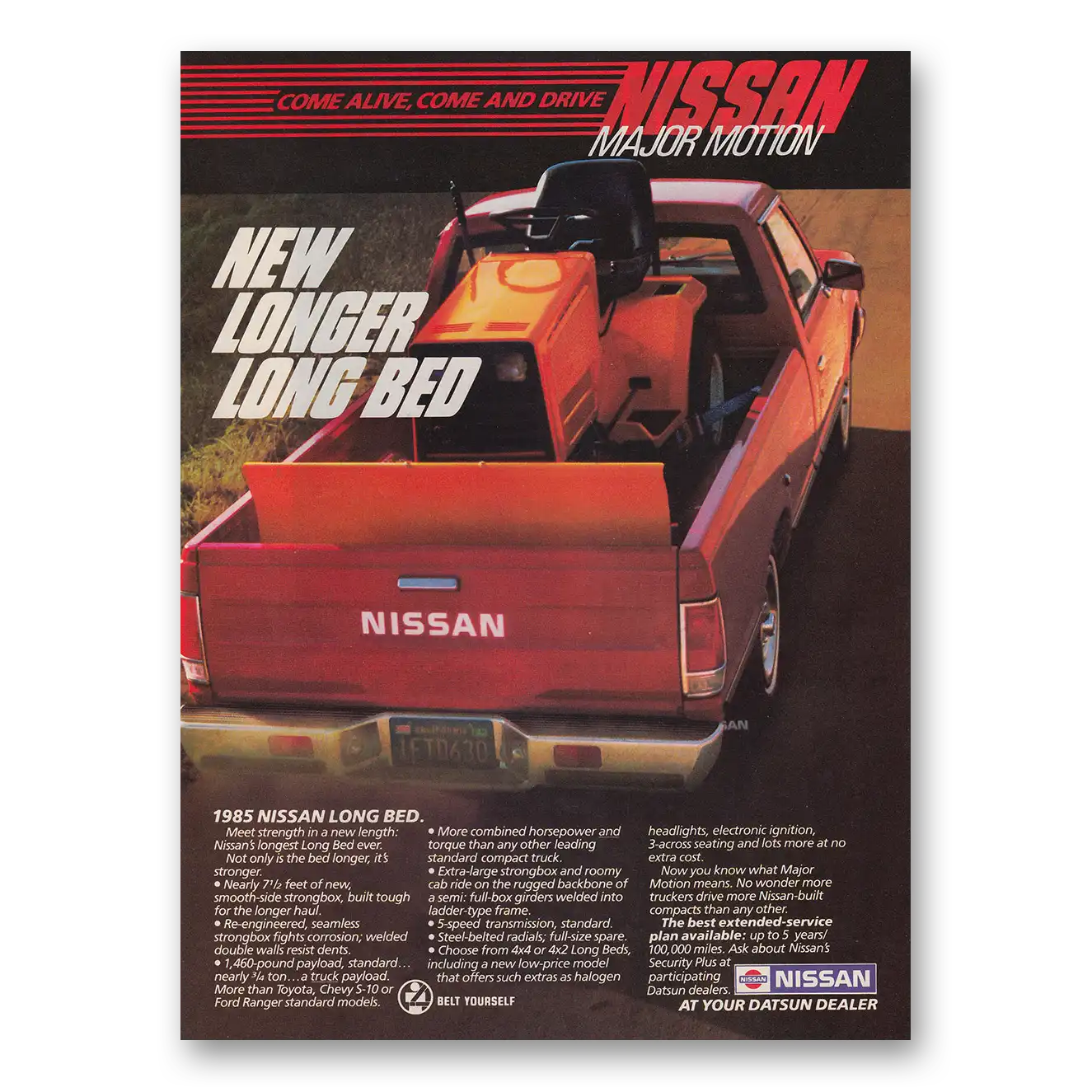 1985 Nissan Long Bed New Longer Long Bed Vintage Magazine Print Ad