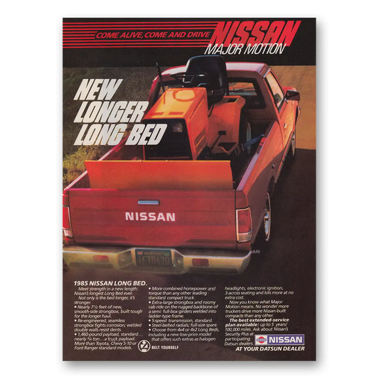 1985 Nissan Long Bed New Longer Long Bed Vintage Magazine Print Ad