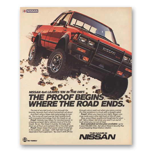 1985 Nissan 4x4 Where the Road Ends Vintage Magazine Print Ad