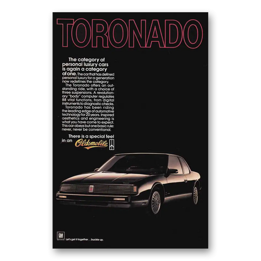 1985 Oldsmobile Toronado Personal Luxury Cars Vintage Magazine Print Ad