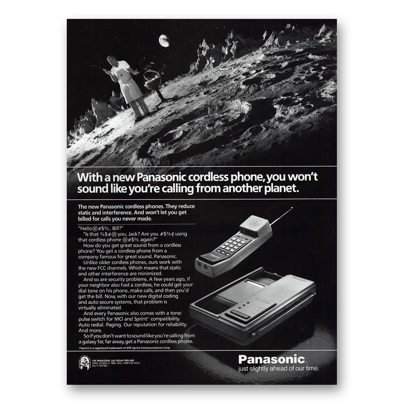 1985 Panasonic Cordless Telephone Another Planet Vintage Magazine Print Ad