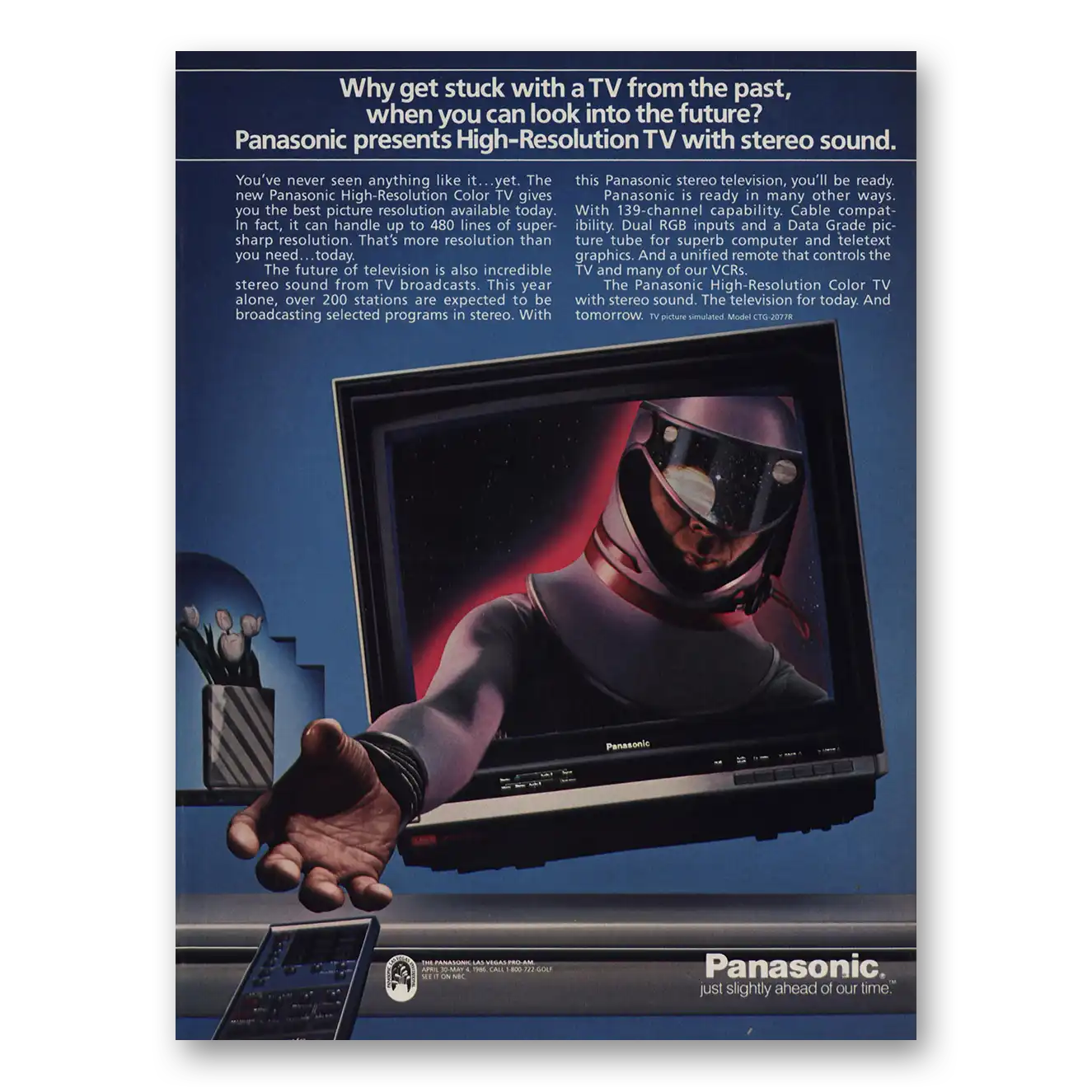 1985 Panasonic Television Stuck With a TV From the Past Vintage Magazine Print Ad