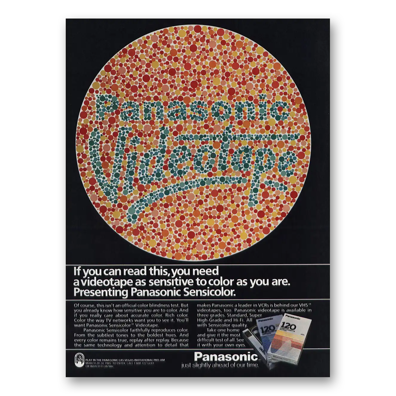 1985 Panasonic Videotape Videotape If You Can Read This Vintage Magazine Print Ad