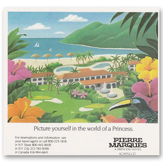 1985 Princess Hotel Pierre Marques Acapulco Vintage Magazine Print Ad