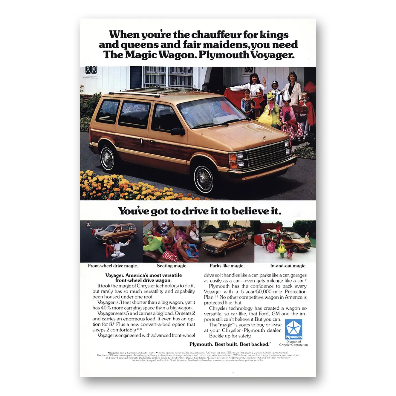 1985 Plymouth Voyager Doug Henning Vintage Magazine Print Ad