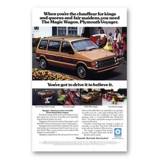 1985 Plymouth Voyager Doug Henning Vintage Magazine Print Ad