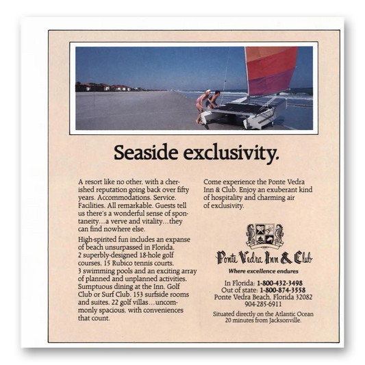 1985 Ponte Vedra Inn & Club Seaside Exclusivity Vintage Magazine Print Ad