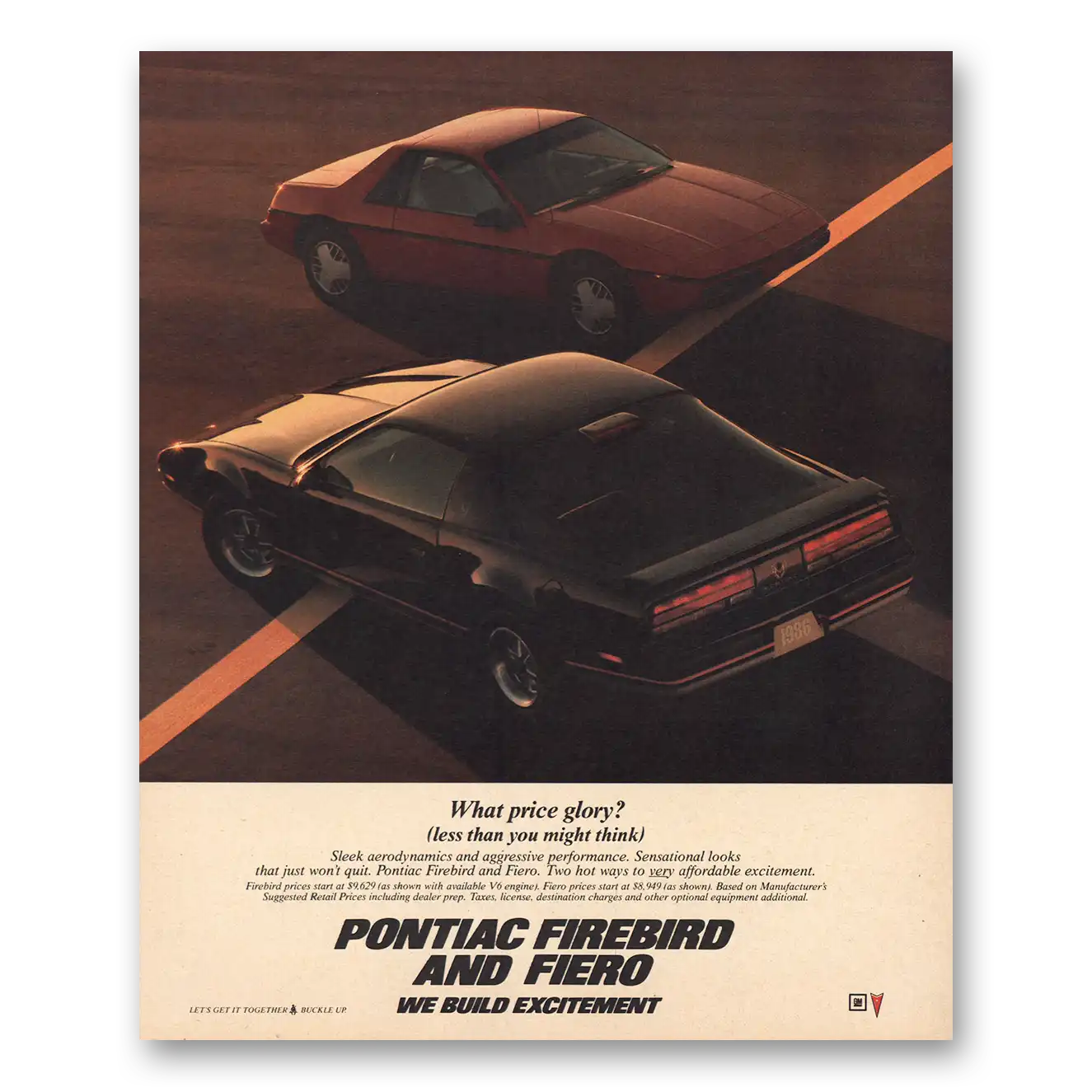 1985 Pontiac Firebird What Price Glory Vintage Magazine Print Ad