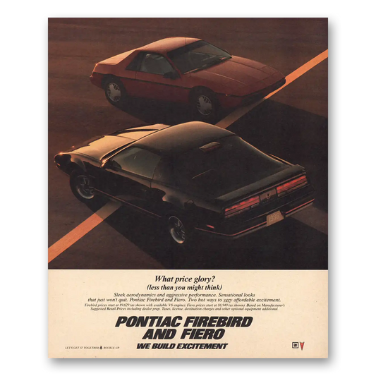 1985 Pontiac Firebird What Price Glory Vintage Magazine Print Ad