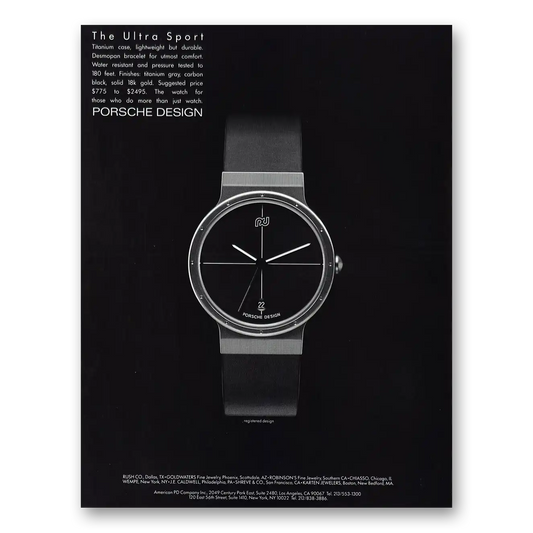 1985 American PD Design Watch Ultra Sport Vintage Magazine Print Ad