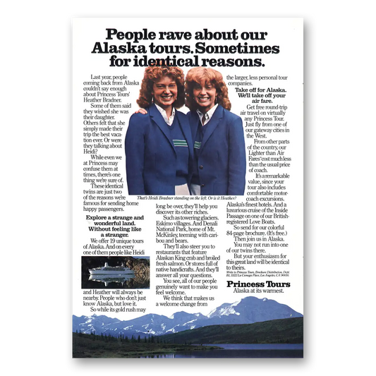 1985 Princess Cruises People Rave About Alaska Tours Vintage Magazine Print Ad