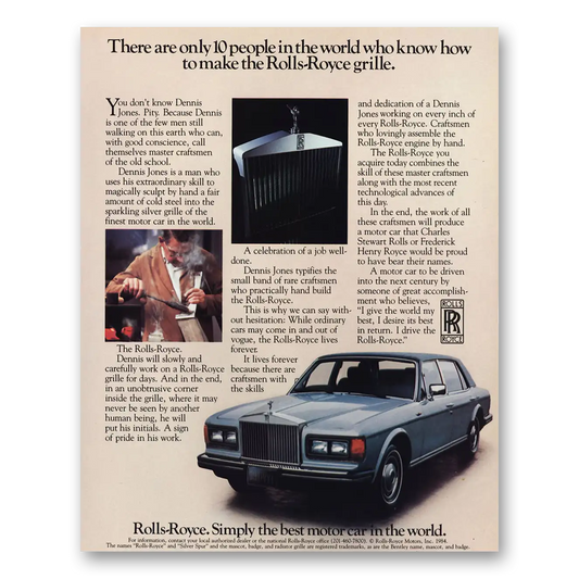 1984 Rolls Royce People In the Worlds Know How To Make the Grill Vintage Magazine Print Ad