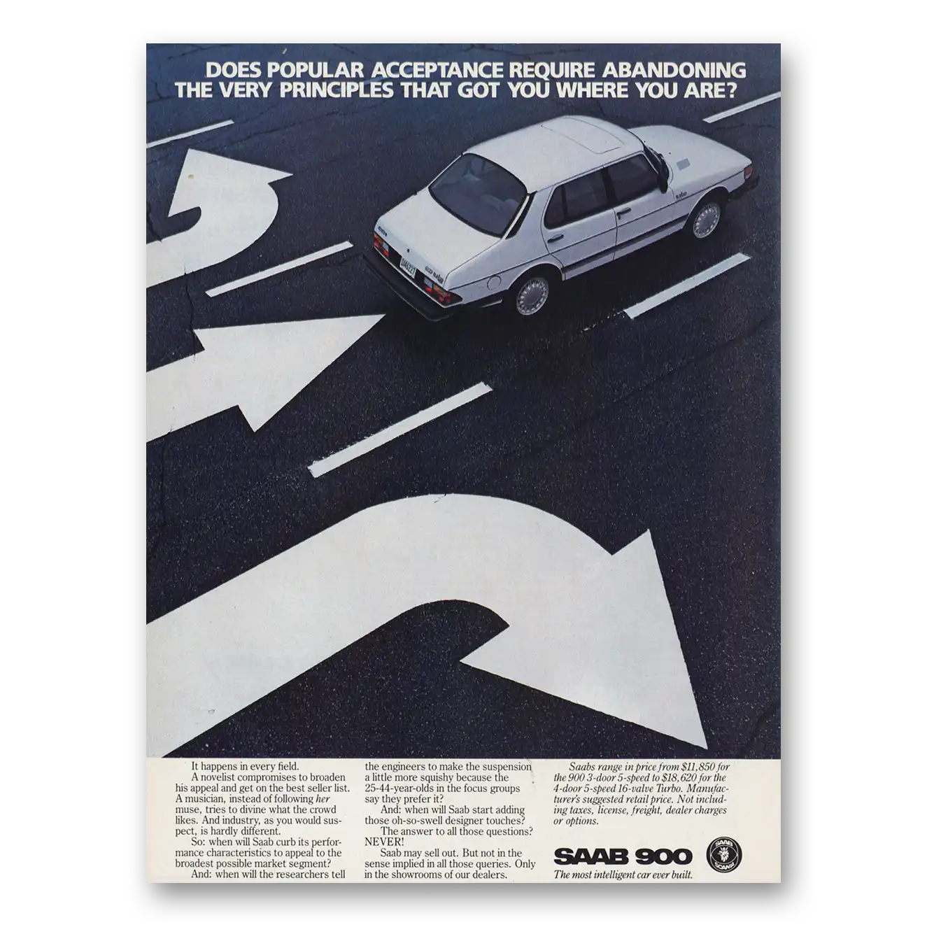 1985 Saab Popular Acceptance Require Abandoning Vintage Magazine Print Ad