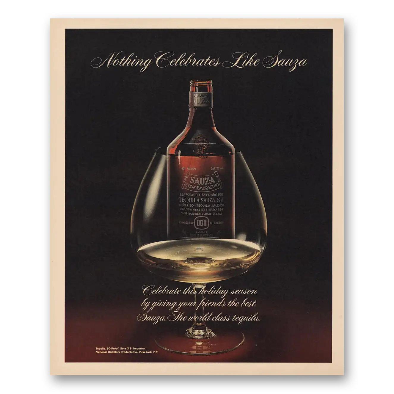 1985 Sauza Tequila Nothing Celebrates Like Vintage Magazine Print Ad