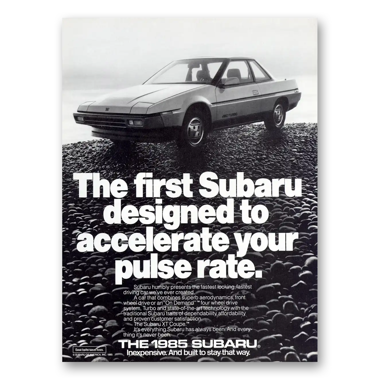 1985 Subaru Accelerate Your Pulse Rate Vintage Magazine Print Ad