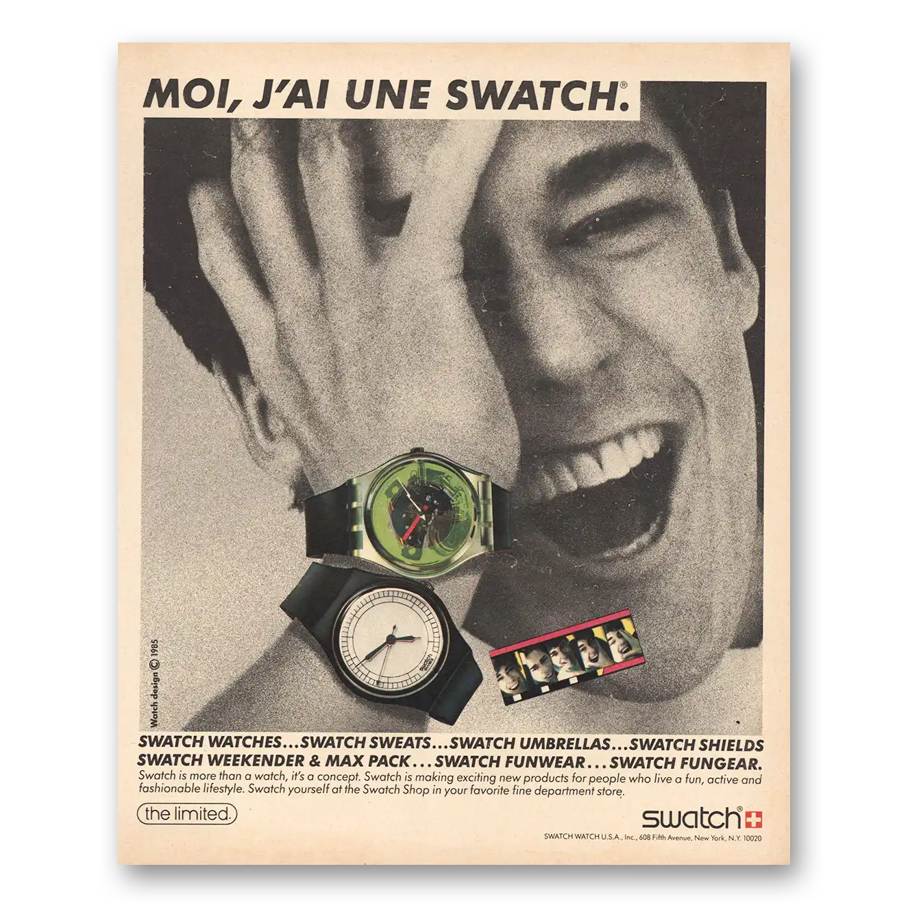 1985 Swatch Watch Moi Une Swatch Vintage Magazine Print Ad