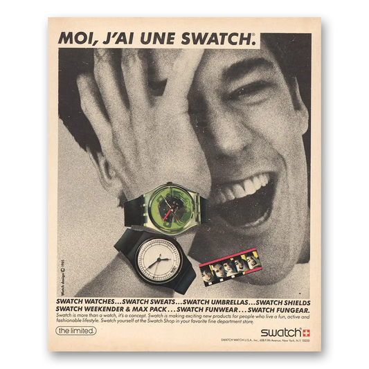 1985 Swatch Watch Moi Une Swatch Vintage Magazine Print Ad