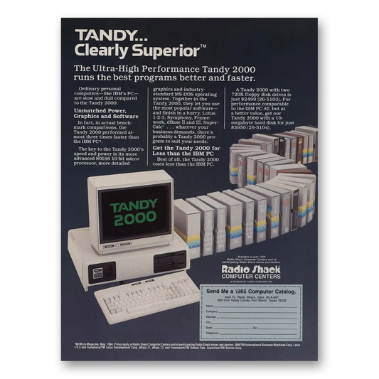 1985 Tandy Computer Clearly Superior Ultra High Performance Vintage Magazine Print Ad