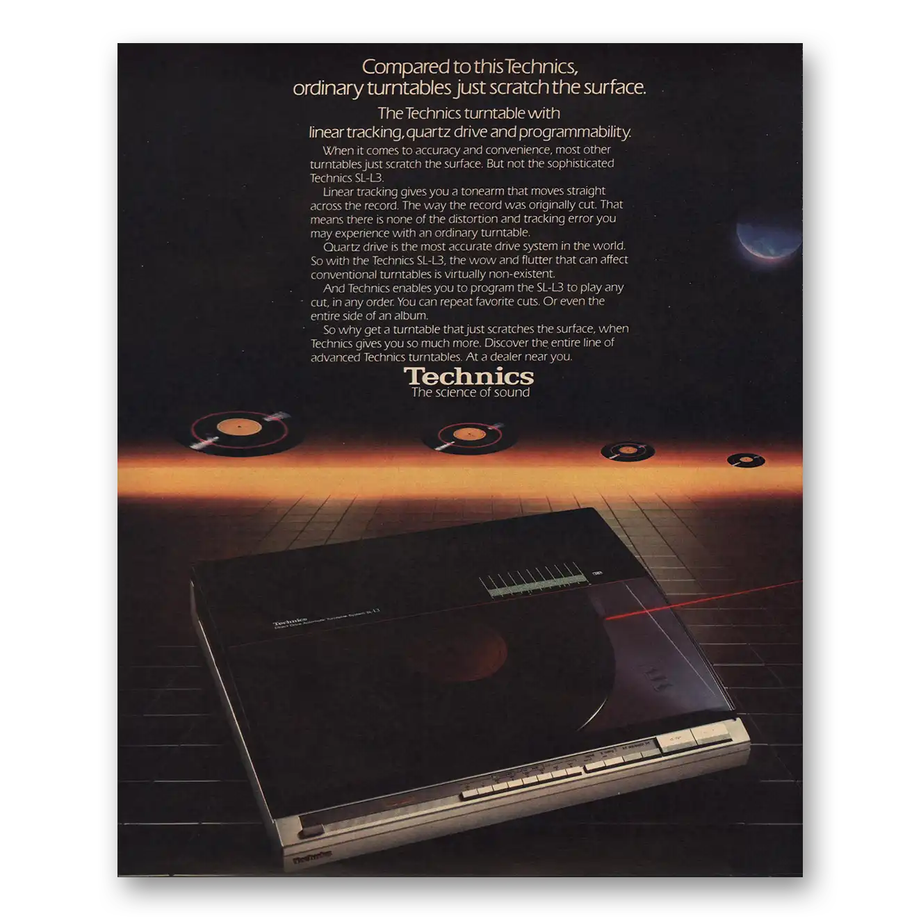 1985 Technics Turntable Just Scratch the Surface Vintage Magazine Print Ad