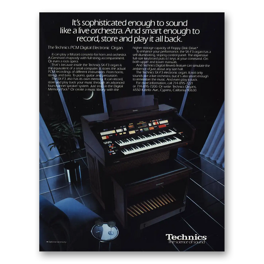 1985 Technics Electronic Organ Sound Like a Live Orchestra Vintage Magazine Print Ad