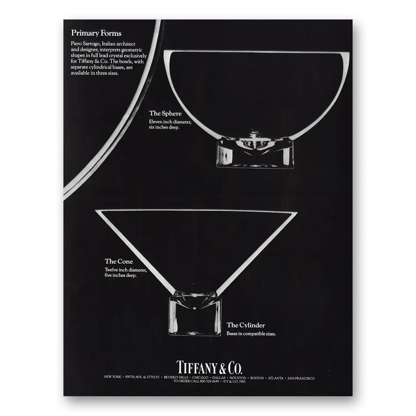 1985 Tiffany & Co Primary Forms Vintage Magazine Print Ad