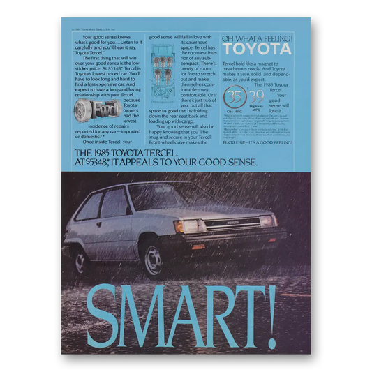 1984 Toyota Tercel Your Good Sense Knows Smart Vintage Magazine Print Ad