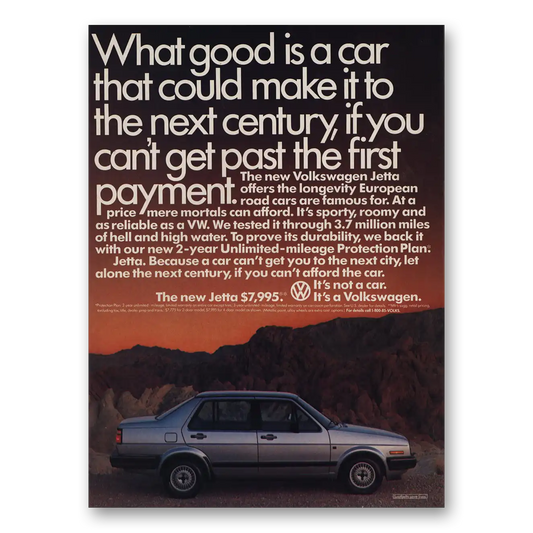 1985 Volkswagen Jetta What Good Is a Car Next Century Vintage Magazine Print Ad